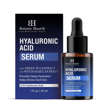 0.5% Hyaluronic Acid Serum for Face with 2% Niacinamide, Witch Hazel & Green Tea Extracts | Hydrating & Moisturizing | Helps Reduce Wrinkles & Fine Lines | All Skin Types | 1Fl Oz
